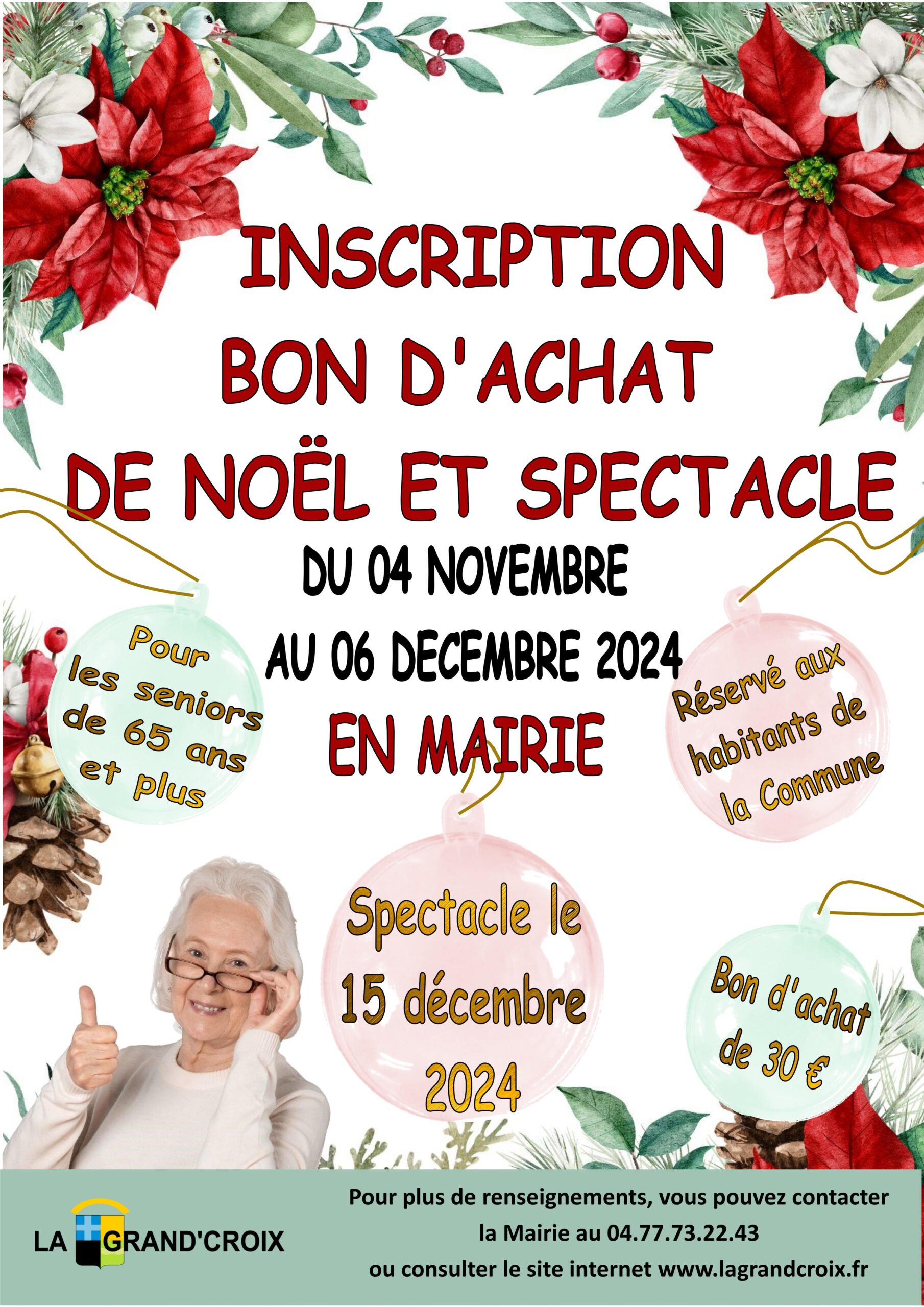 Inscription bon d’achat de Noël et spectacle