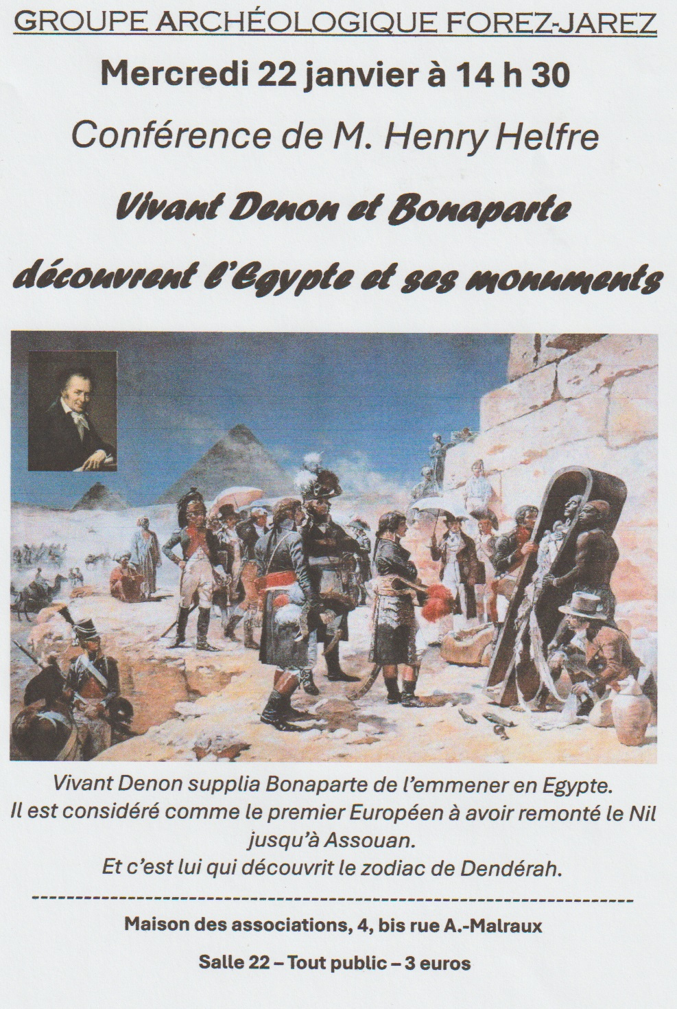 Conférence sur Vivant Denon et Bonaparte découvrent l’Egypte et ses monuments